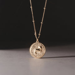 Zodiac Aries Necklace Medallion Lab Grown 0.02ct in 18K Gold Vermeil