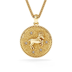 Zodiac Aries Necklace Medallion Lab Grown 0.02ct in 18K Gold Vermeil