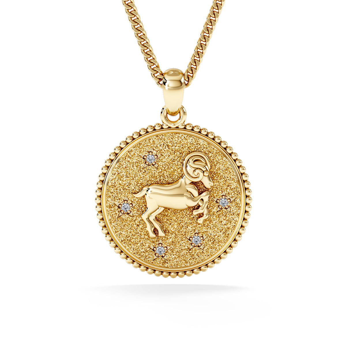Zodiac Aries Necklace Medallion Lab Grown 0.02ct in 18K Gold Vermeil