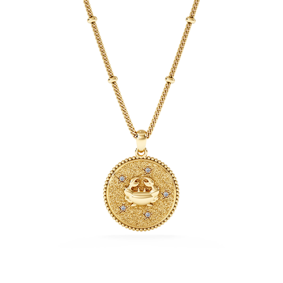 Zodiac Cancer Necklace Medallion Lab Grown 0.02ct in 18K Gold Vermeil
