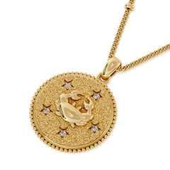 Zodiac Cancer Necklace Medallion Lab Grown 0.02ct in 18K Gold Vermeil