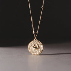 Zodiac Cancer Necklace Medallion Lab Grown 0.02ct in 18K Gold Vermeil