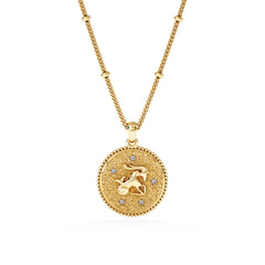 Zodiac Capricorn Necklace Medallion Lab Grown 0.02ct in 18K Gold Vermeil
