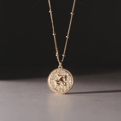 Zodiac Capricorn Necklace Medallion Lab Grown 0.02ct in 18K Gold Vermeil