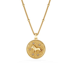 Zodiac Leo Necklace Medallion Lab Grown 0.02ct in 18K Gold Vermeil