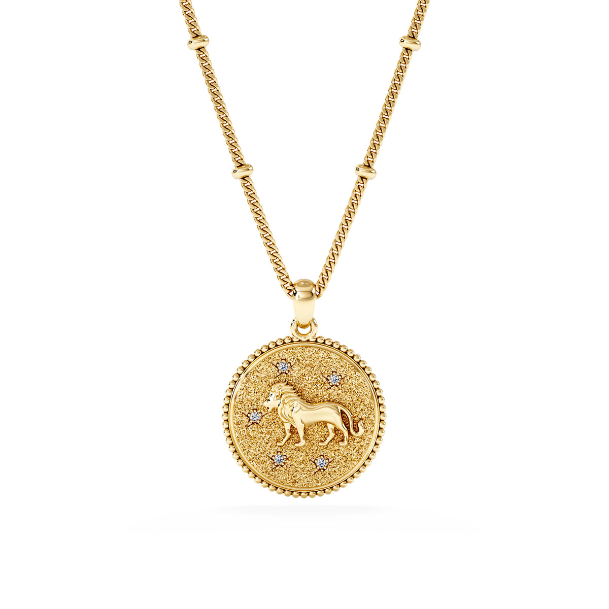 Zodiac Leo Necklace Medallion Lab Grown 0.02ct in 18K Gold Vermeil