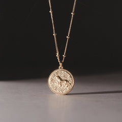 Zodiac Leo Necklace Medallion Lab Grown 0.02ct in 18K Gold Vermeil