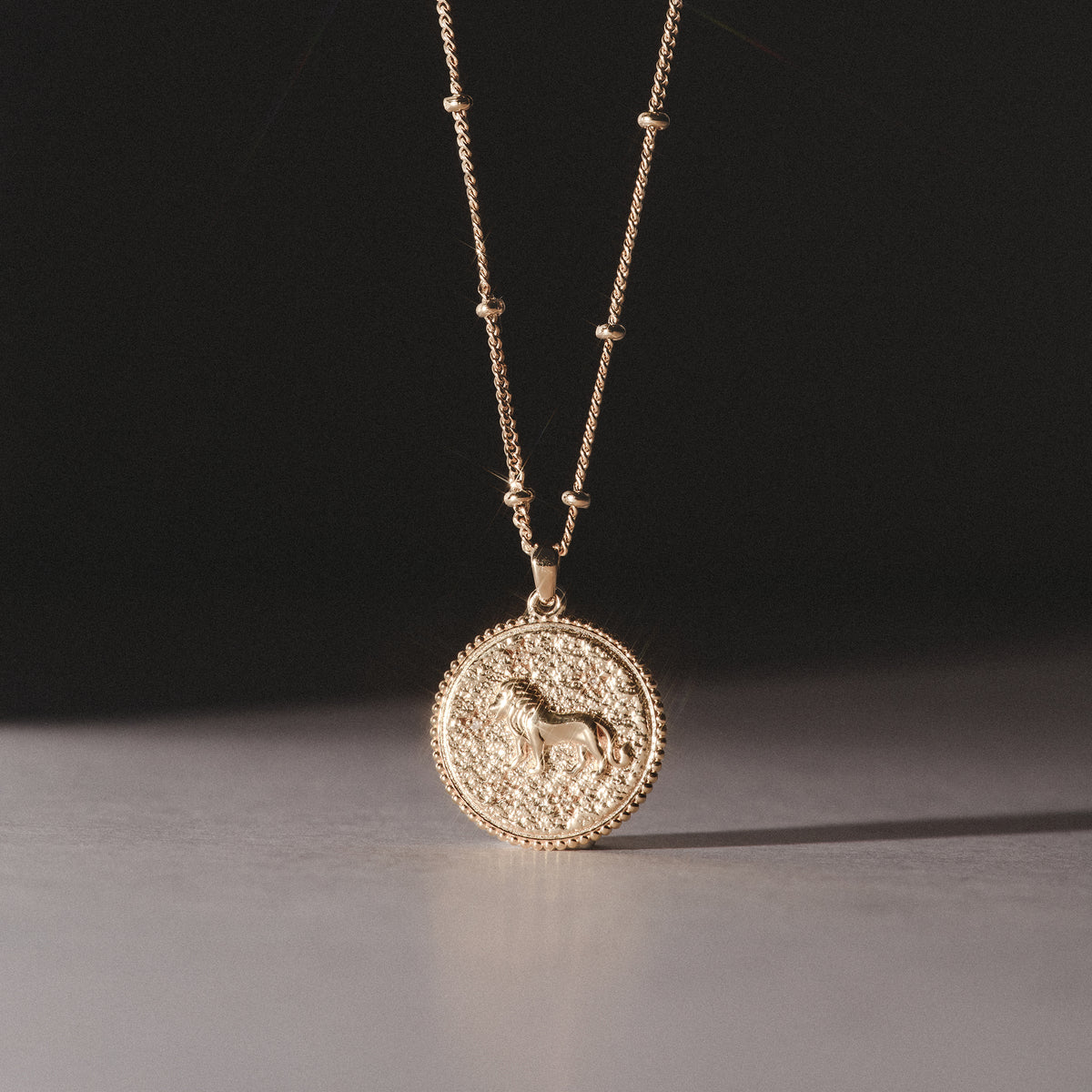Zodiac Leo Necklace Medallion Lab Grown 0.02ct in 18K Gold Vermeil