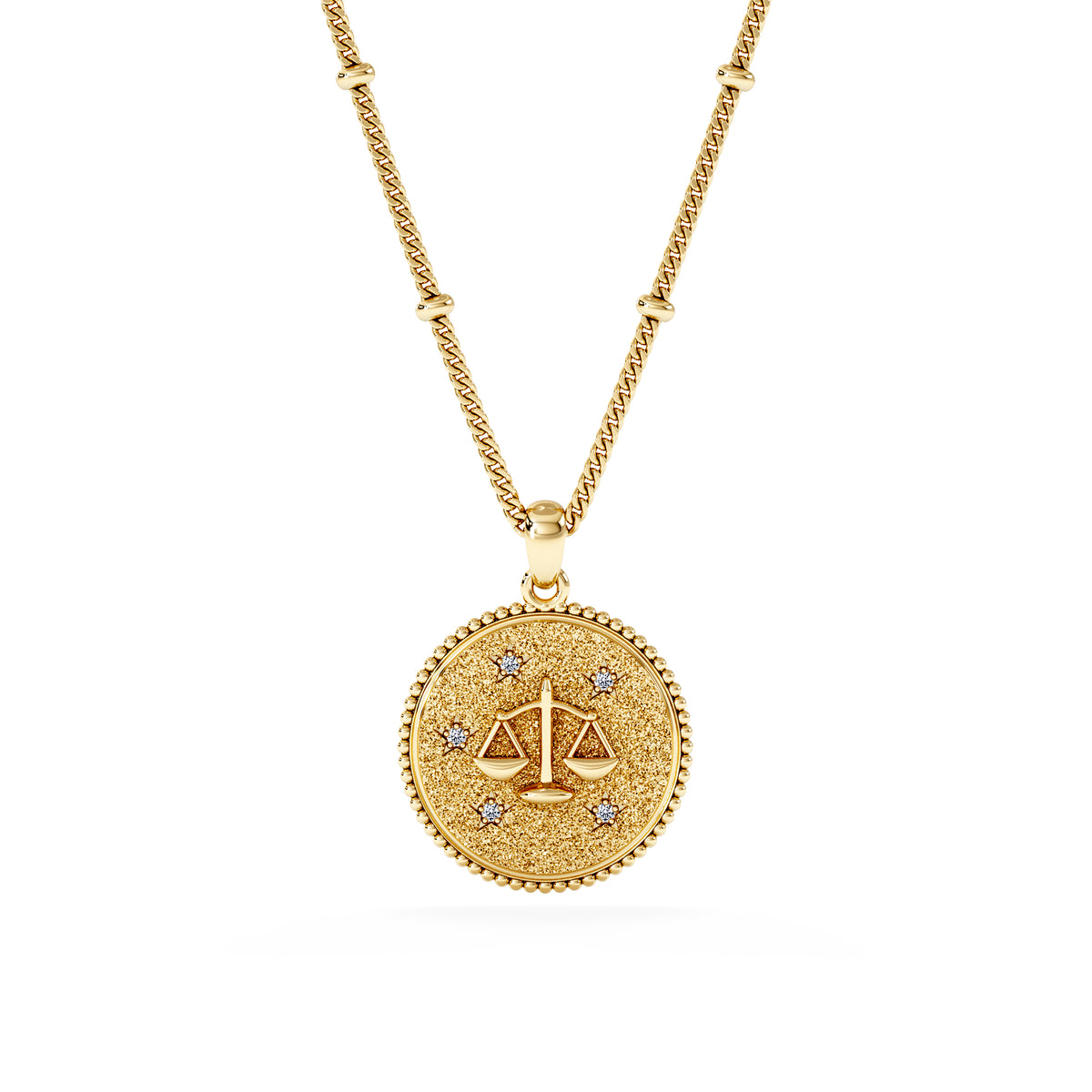 Zodiac Libra Necklace Medallion Lab Grown 0.02ct in 18K Gold Vermeil