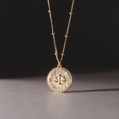 Zodiac Libra Necklace Medallion Lab Grown 0.02ct in 18K Gold Vermeil