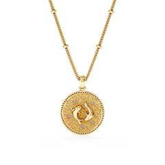 Zodiac Pisces Necklace Medallion Lab Grown 0.02ct in 18K Gold Vermeil