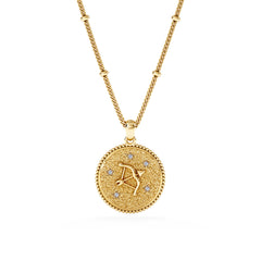Zodiac Sagittarius Necklace Medallion Lab Grown 0.02ct in 18K Gold Vermeil