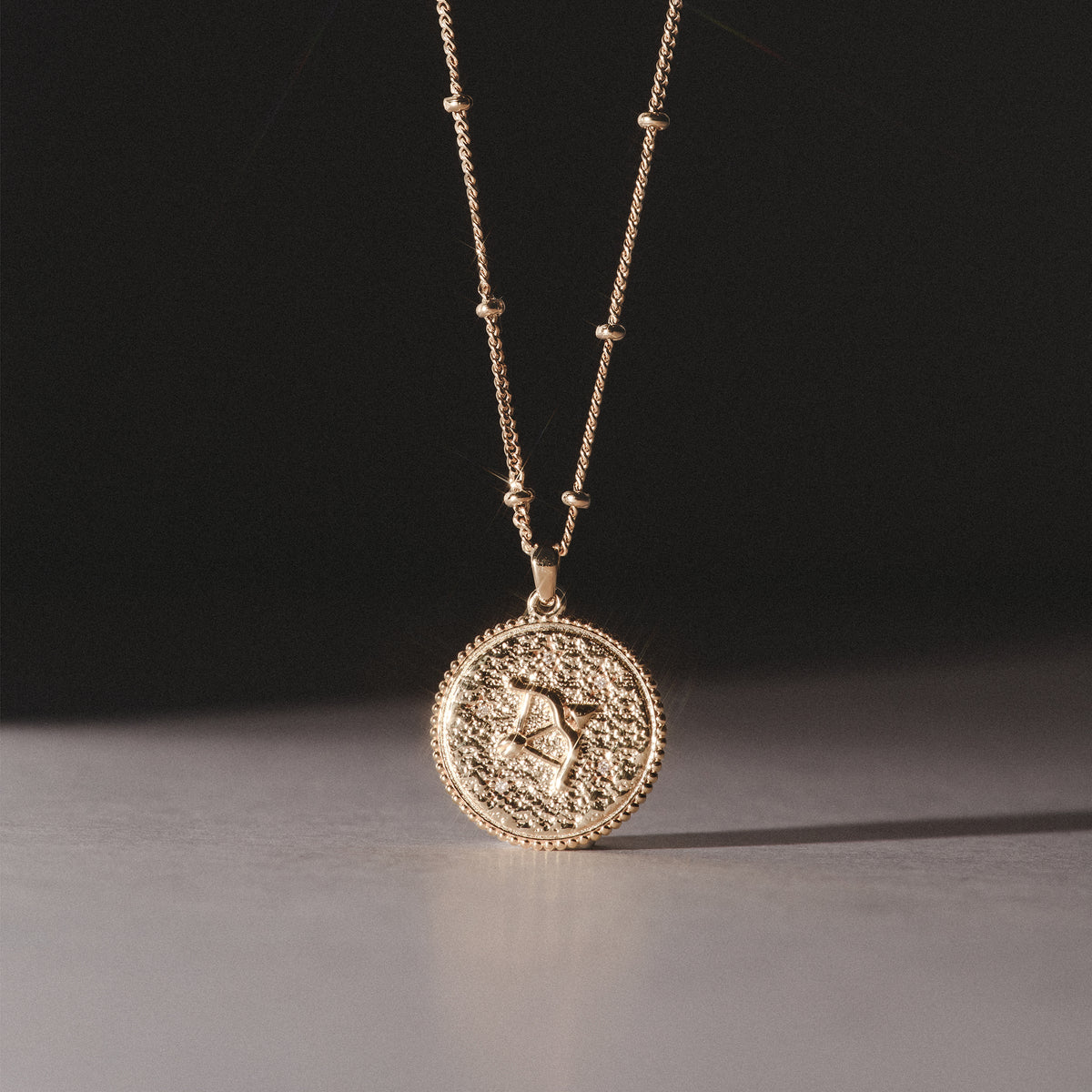 Zodiac Sagittarius Necklace Medallion Lab Grown 0.02ct in 18K Gold Vermeil