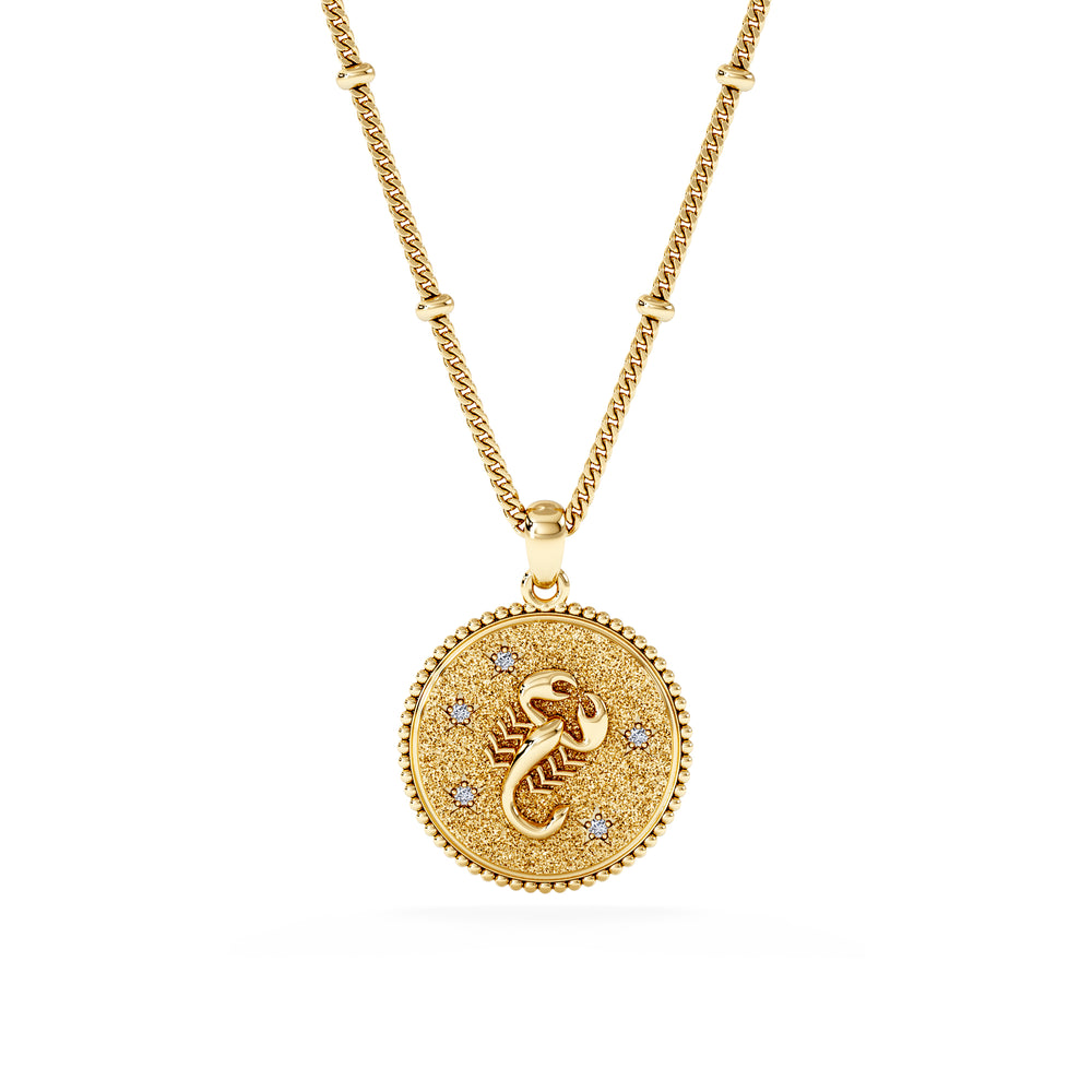 Zodiac Scorpio Necklace Medallion Lab Grown 0.02ct in 18K Gold Vermeil