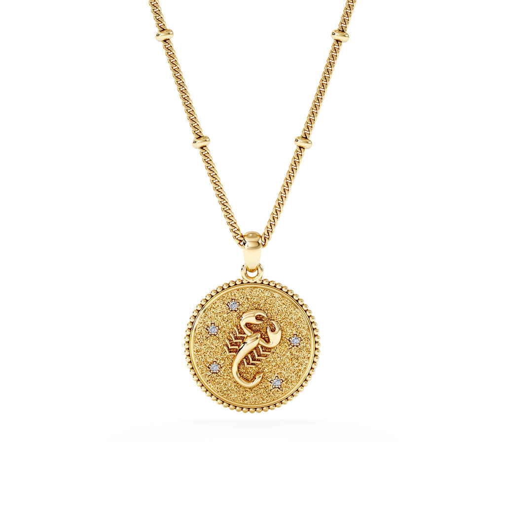 Zodiac Scorpio Necklace Medallion Lab Grown 0.02ct in 18K Gold Vermeil