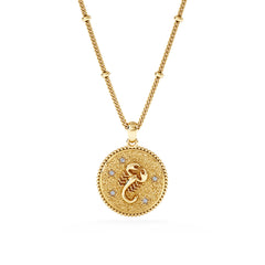 Zodiac Scorpio Necklace Medallion Lab Grown 0.02ct in 18K Gold Vermeil
