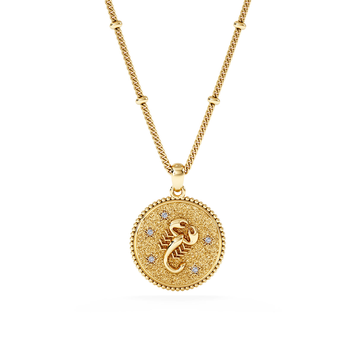 Zodiac Scorpio Necklace Medallion Lab Grown 0.02ct in 18K Gold Vermeil