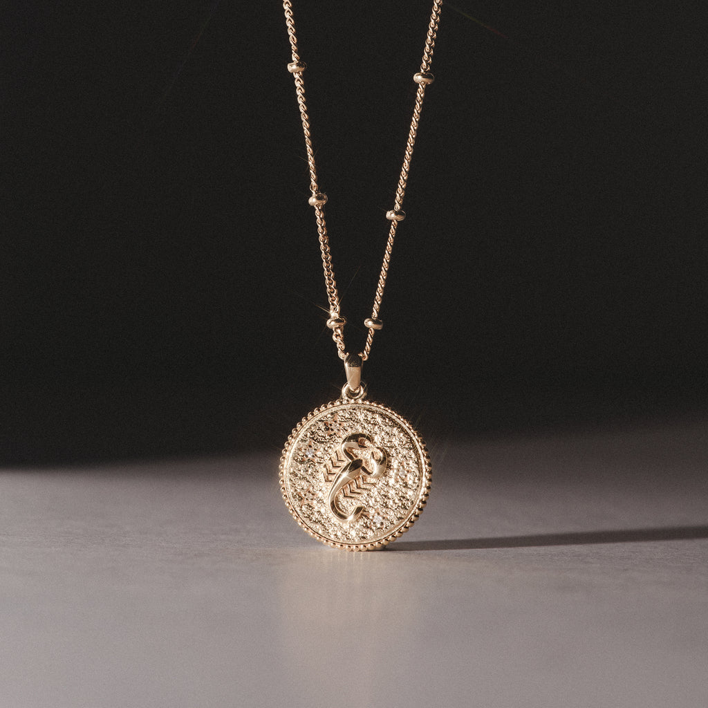 Zodiac Scorpio Necklace Medallion Lab Grown 0.02ct in 18K Gold Vermeil