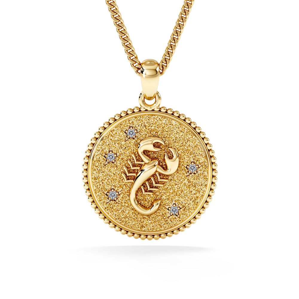Zodiac Scorpio Necklace Medallion Lab Grown 0.02ct in 18K Gold Vermeil