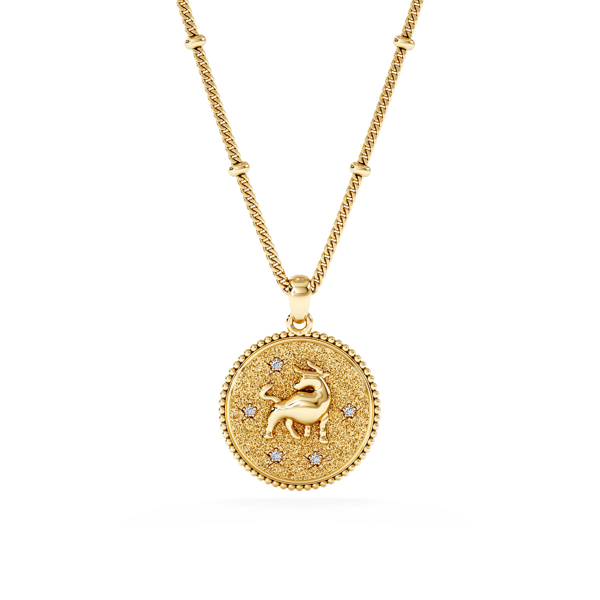 Zodiac Taurus Necklace Medallion Lab Grown 0.02ct in 18K Gold Vermeil