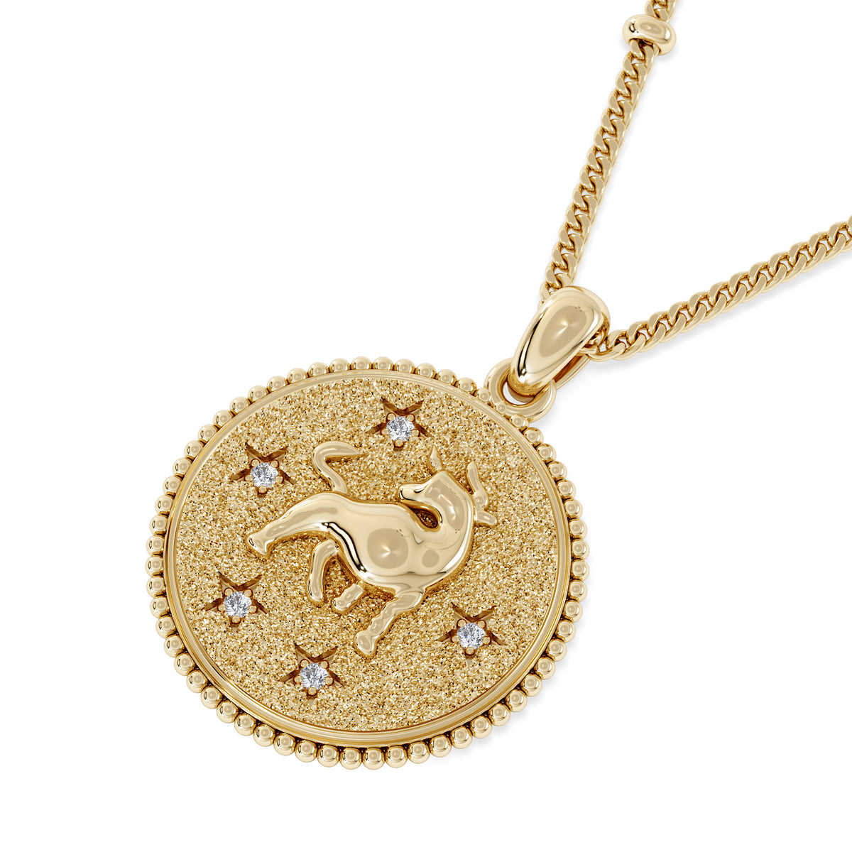 Zodiac Taurus Necklace Medallion Lab Grown 0.02ct in 18K Gold Vermeil