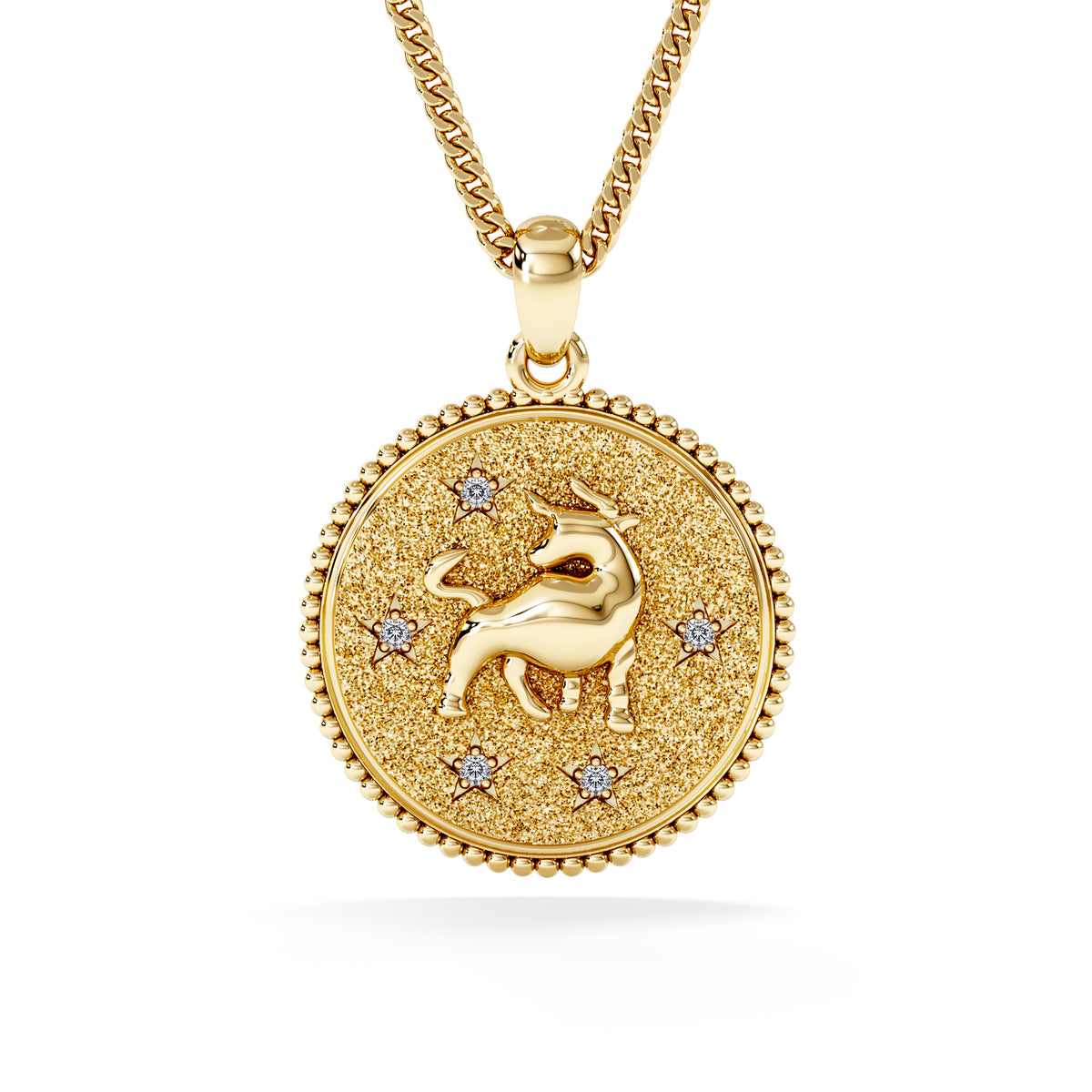Zodiac Taurus Necklace Medallion Lab Grown 0.02ct in 18K Gold Vermeil