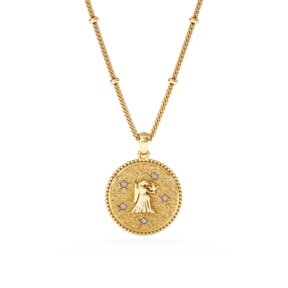Zodiac Virgo Necklace Medallion Lab Grown 0.02ct in 18K Gold Vermeil