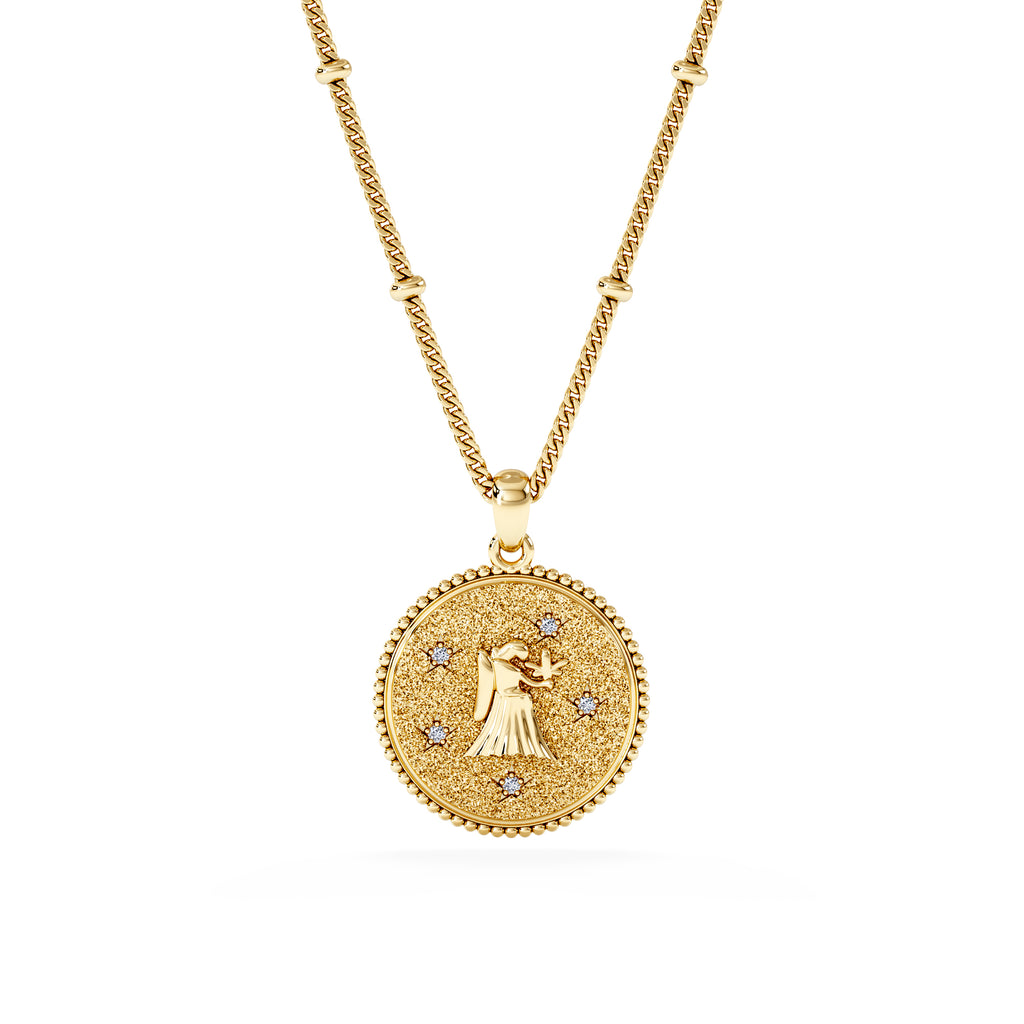 Zodiac Virgo Necklace Medallion Lab Grown 0.02ct in 18K Gold Vermeil
