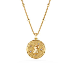 Zodiac Virgo Necklace Medallion Lab Grown 0.02ct in 18K Gold Vermeil