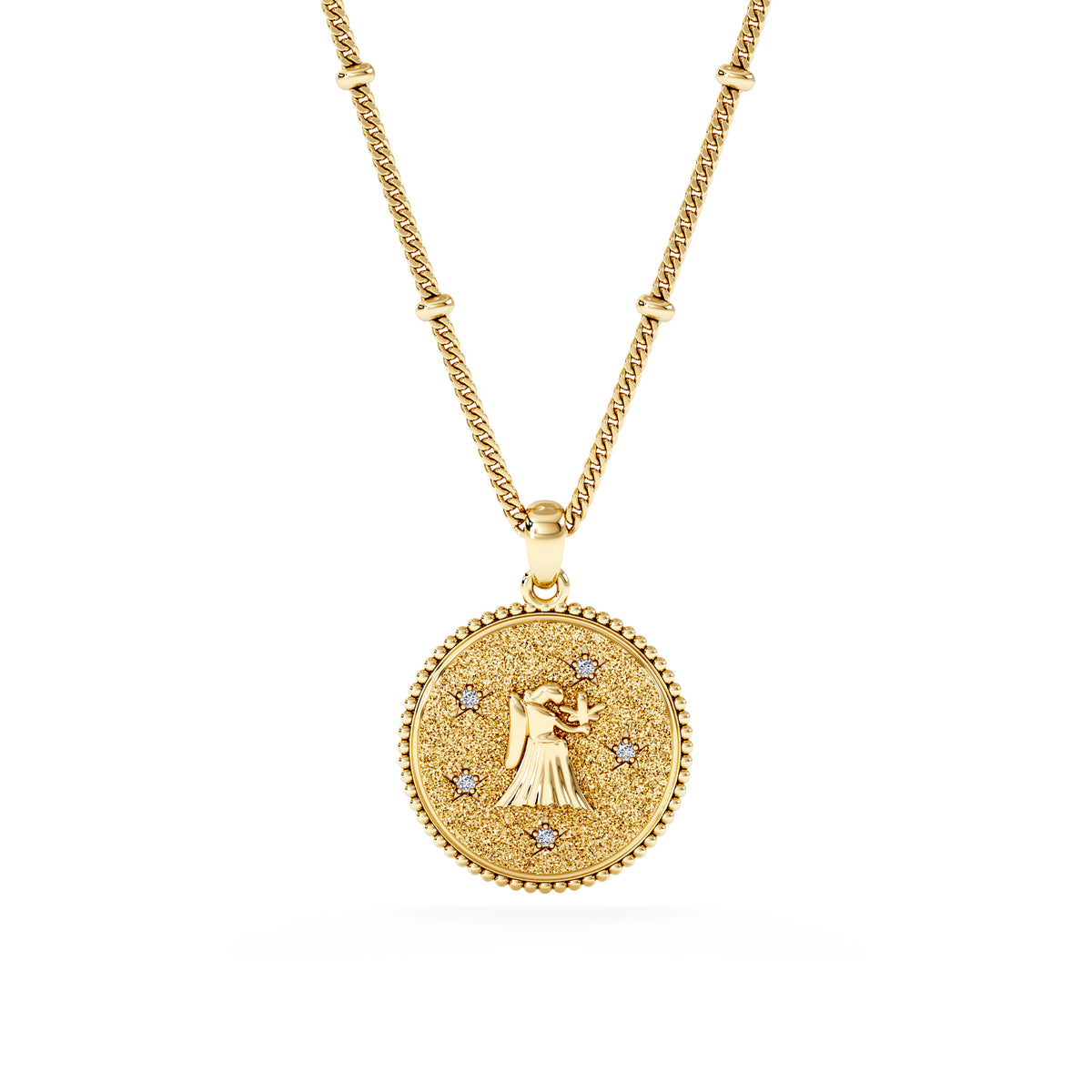 Zodiac Virgo Necklace Medallion Lab Grown 0.02ct in 18K Gold Vermeil