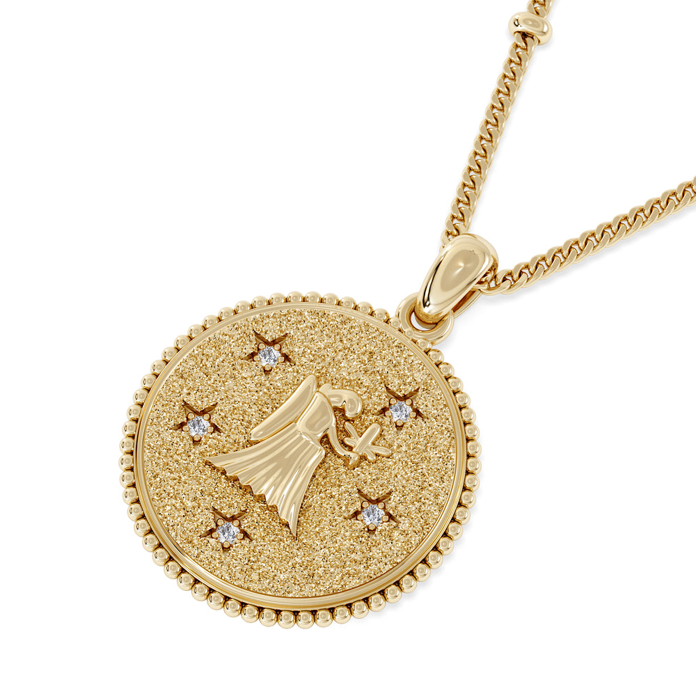 Zodiac Virgo Necklace Medallion Lab Grown 0.02ct in 18K Gold Vermeil