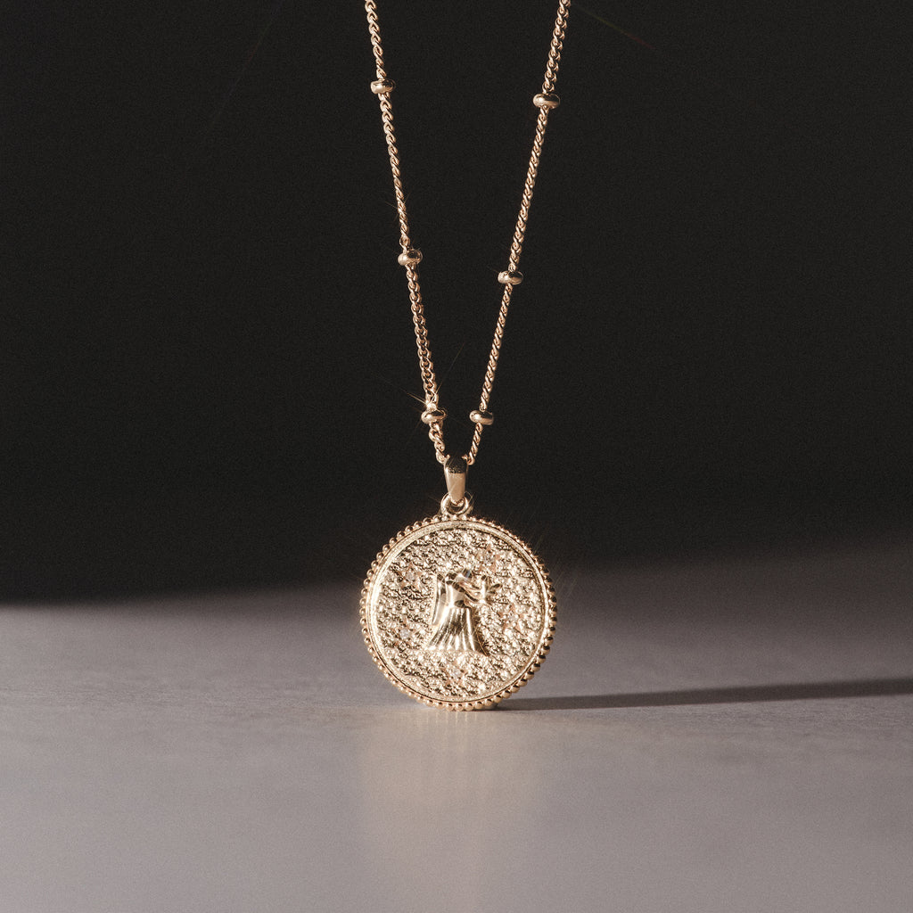 Zodiac Virgo Necklace Medallion Lab Grown 0.02ct in 18K Gold Vermeil