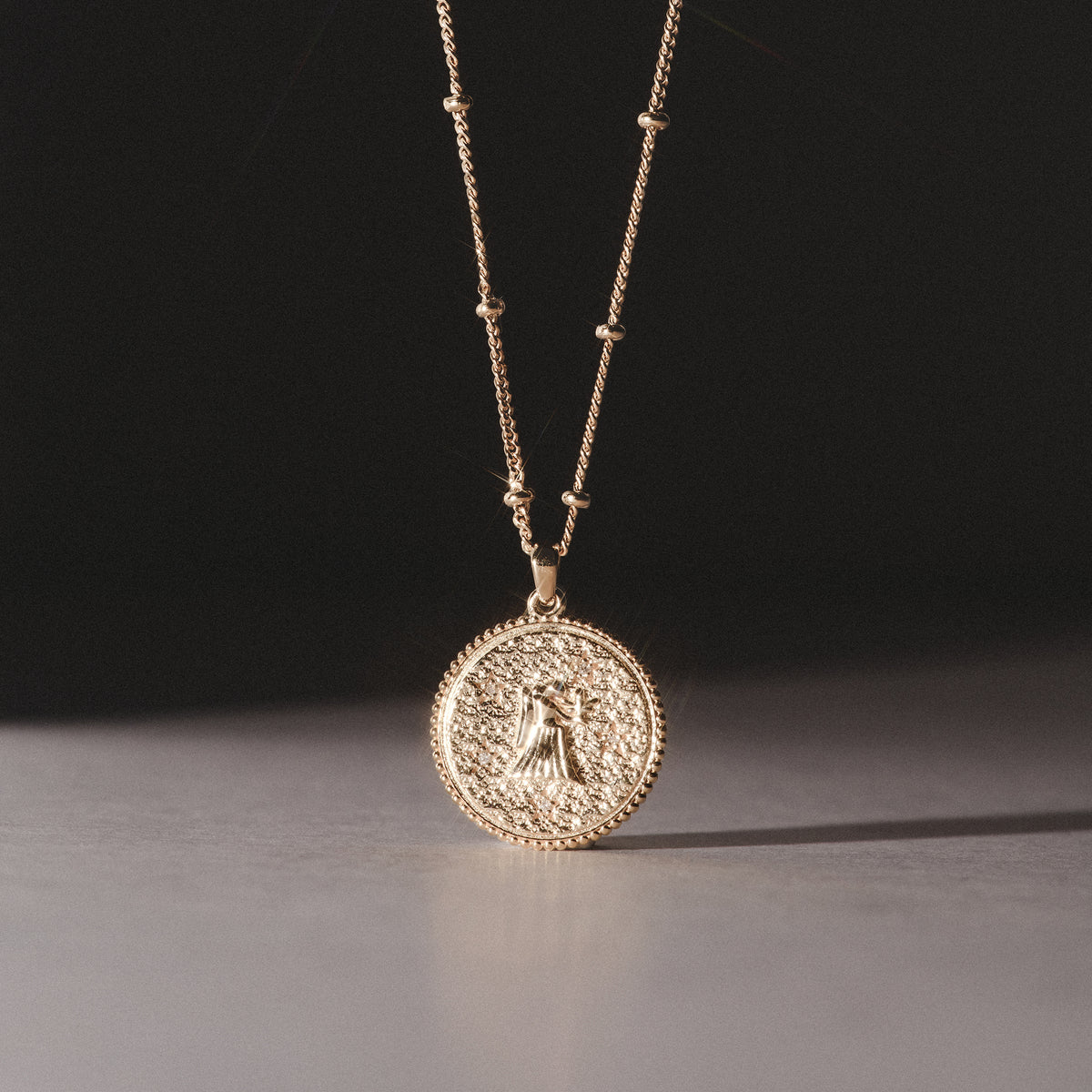 Zodiac Virgo Necklace Medallion Lab Grown 0.02ct in 18K Gold Vermeil