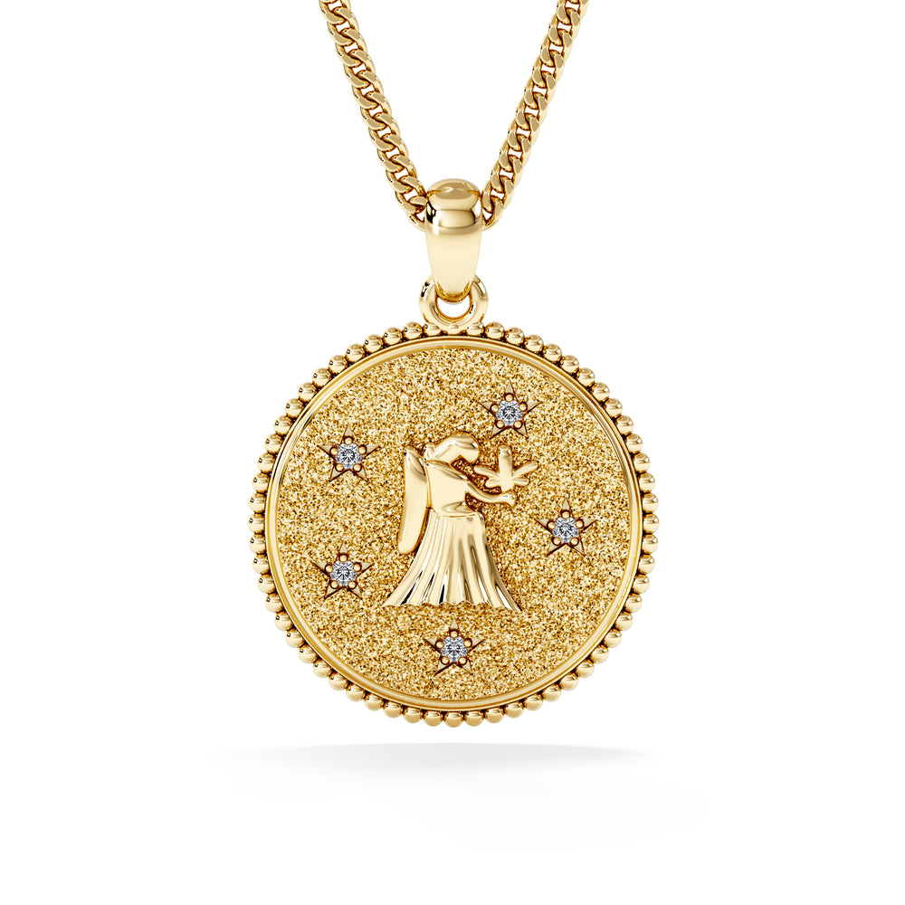 Zodiac Virgo Necklace Medallion Lab Grown 0.02ct in 18K Gold Vermeil