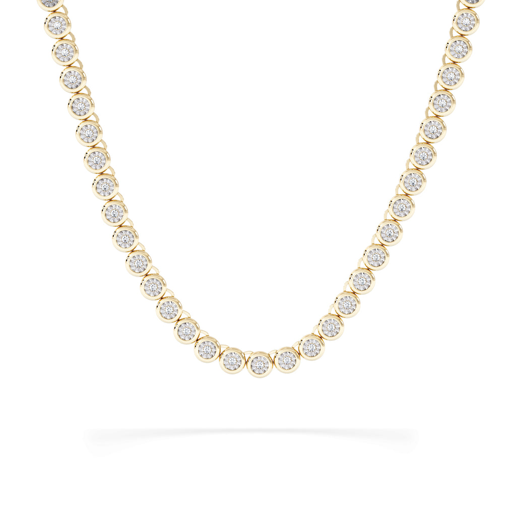 1.00ct Lab Diamond Bezel Tennis Necklace in 18K Gold Vermeil