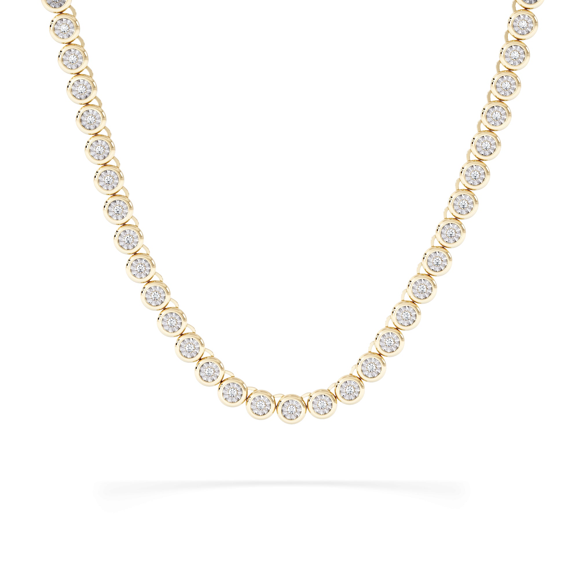 1.00ct Lab Diamond Bezel Tennis Necklace in 18K Gold Vermeil