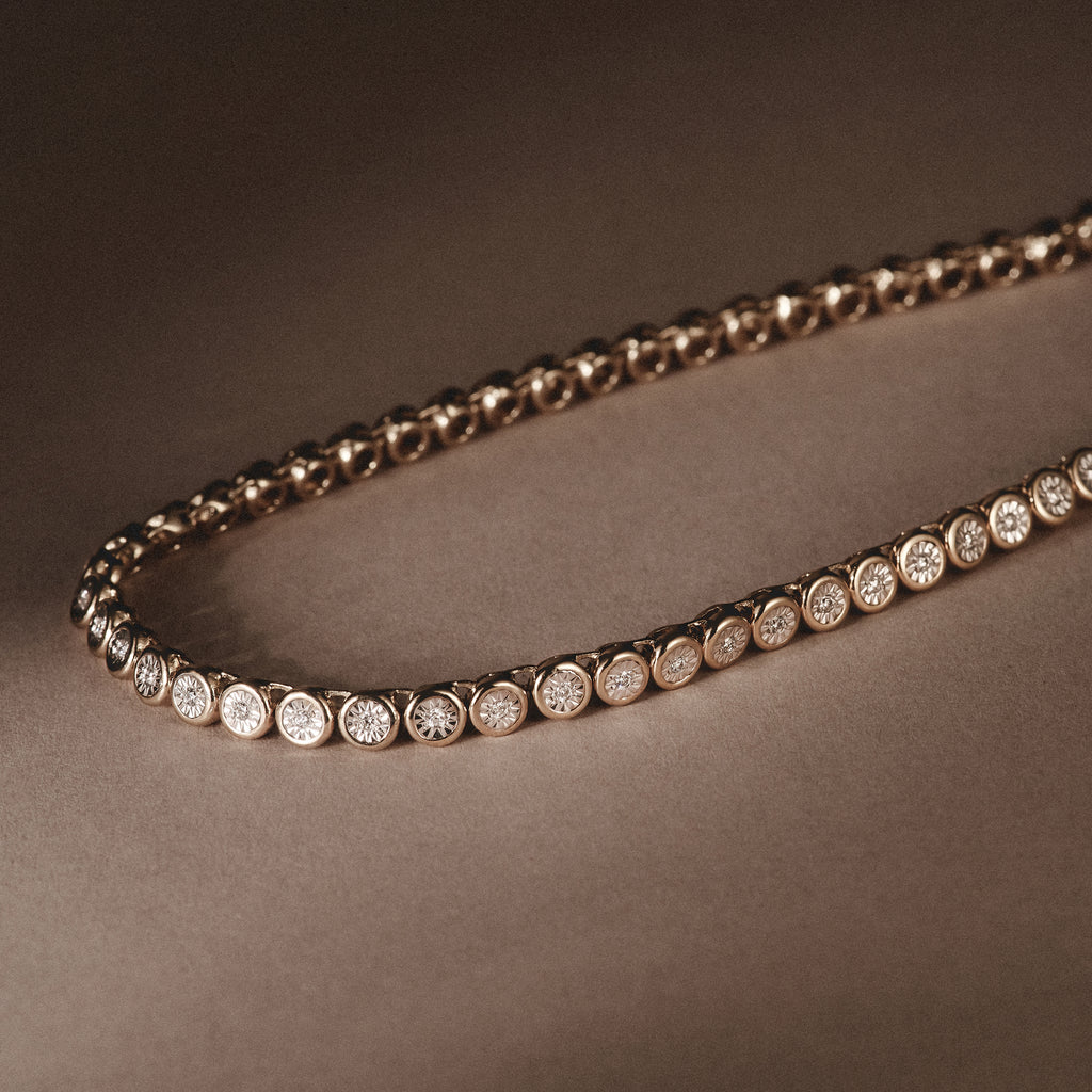 1.00ct Lab Diamond Bezel Tennis Necklace in 18K Gold Vermeil