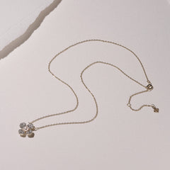 Eden 4mm Round Pearl and Lab Diamond Floral Necklace in 18K Gold Vermeil