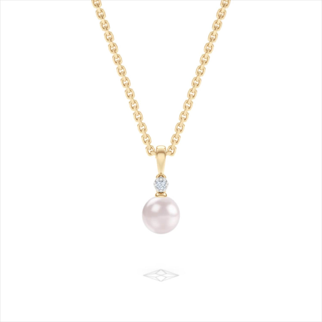 Eden 3.15ct Round Pearl and Lab Diamond Solitaire Pendant Necklace in 18K Gold Vermeil