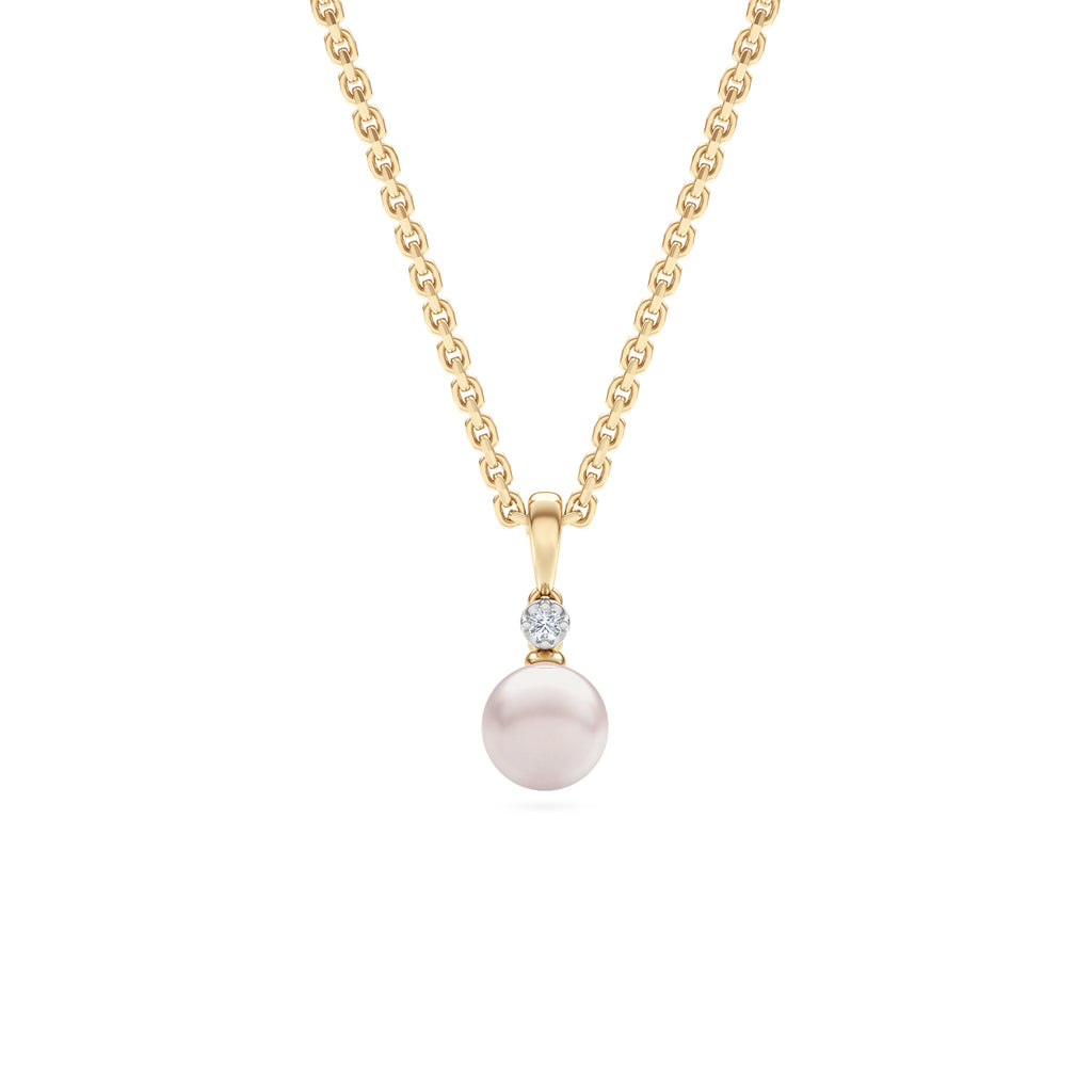 Eden 7.5mm Round Pearl and Lab Diamond Solitaire Pendant Necklace in 18K Gold Vermeil