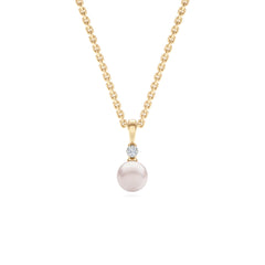 Eden 7.5mm Round Pearl and Lab Diamond Solitaire Pendant Necklace in 18K Gold Vermeil