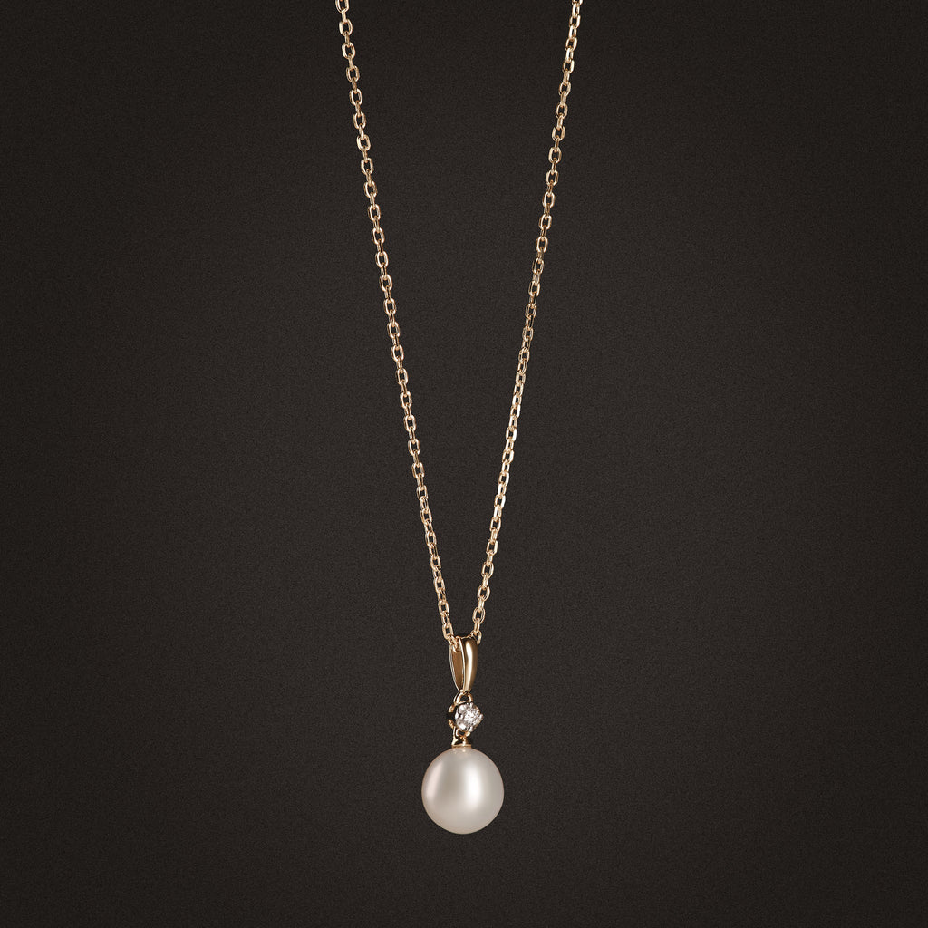 Eden 7.5mm Round Pearl and Lab Diamond Solitaire Pendant Necklace in 18K Gold Vermeil