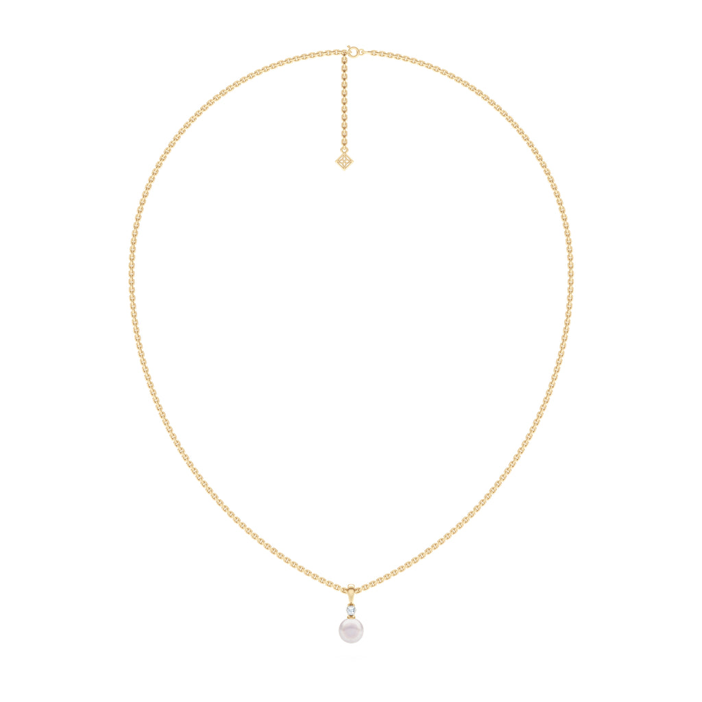 Eden 7.5mm Round Pearl and Lab Diamond Solitaire Pendant Necklace in 18K Gold Vermeil
