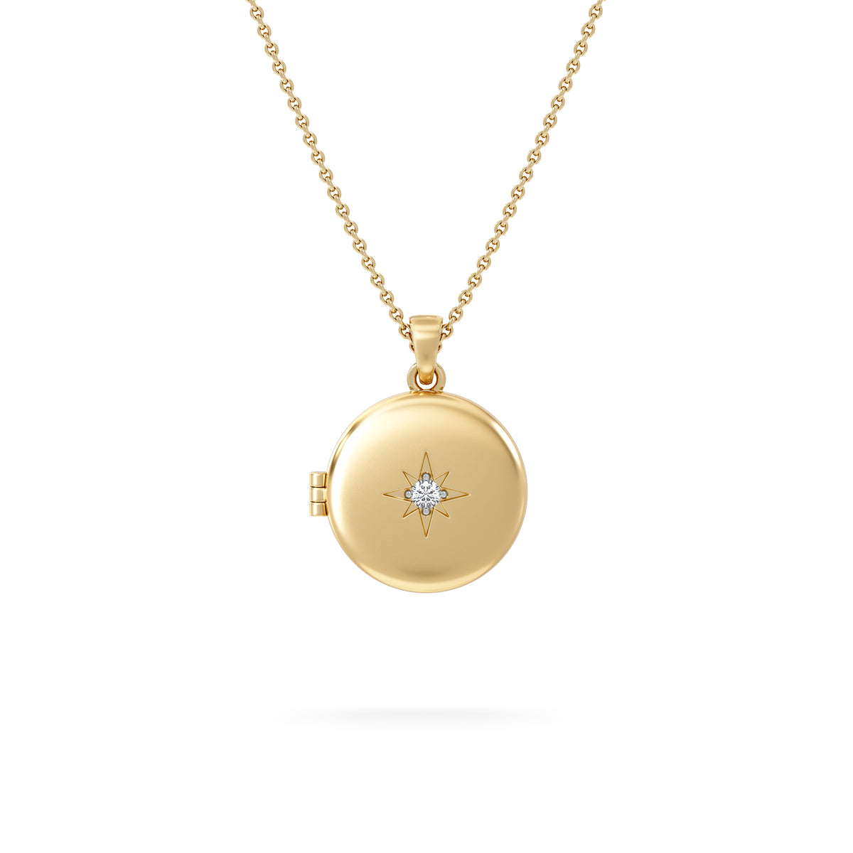 Keepsake 0.06ct Lab Diamond Round Locket Pendant Necklace in 18K Gold Vermeil
