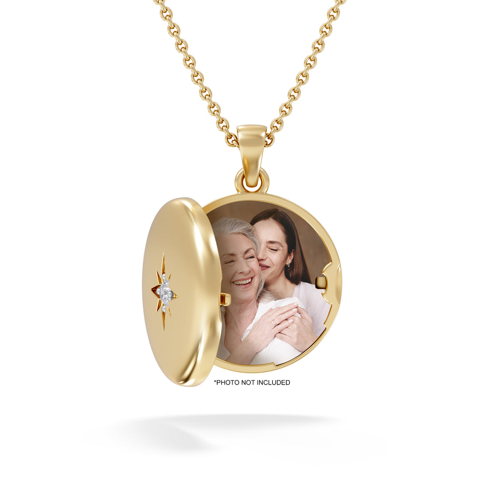 Keepsake 0.06ct Lab Diamond Round Locket Pendant Necklace in 18K Gold Vermeil