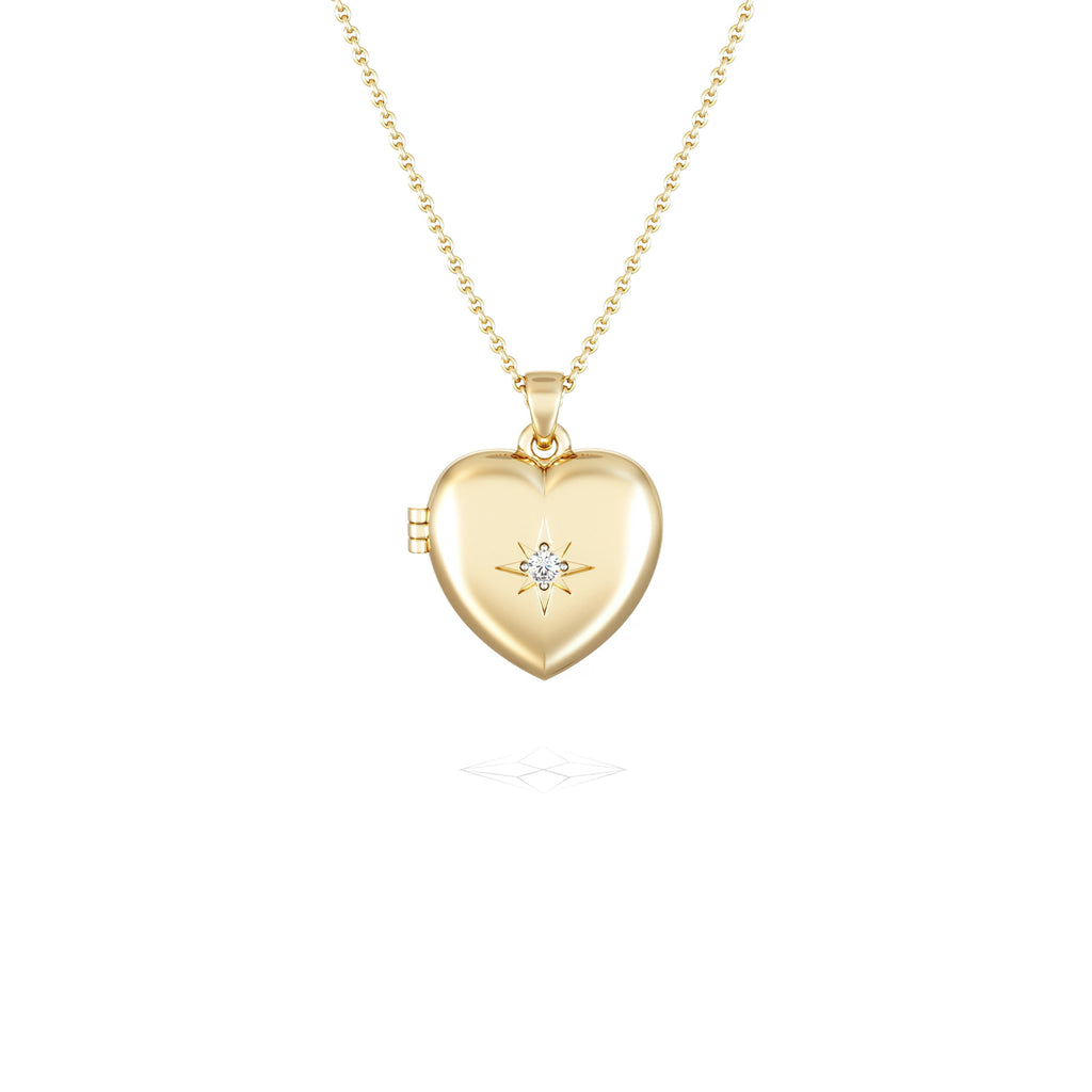 Keepsake 0.06ct Lab Diamond Round Heart Pendant Necklace in 18K Gold Vermeil
