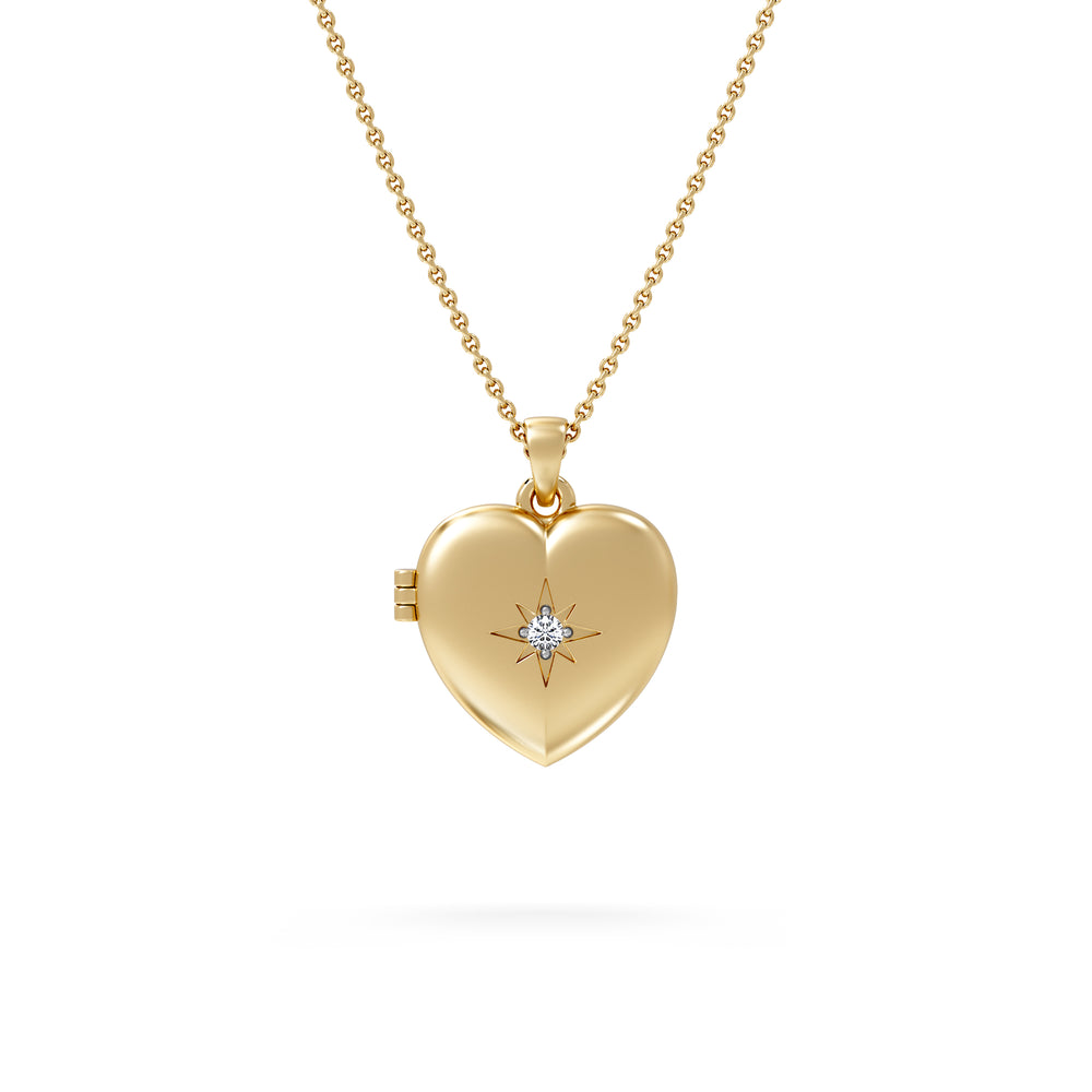 Keepsake 0.06ct Lab Diamond Round Heart Pendant Necklace in 18K Gold Vermeil