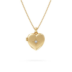 Keepsake 0.06ct Lab Diamond Round Heart Pendant Necklace in 18K Gold Vermeil