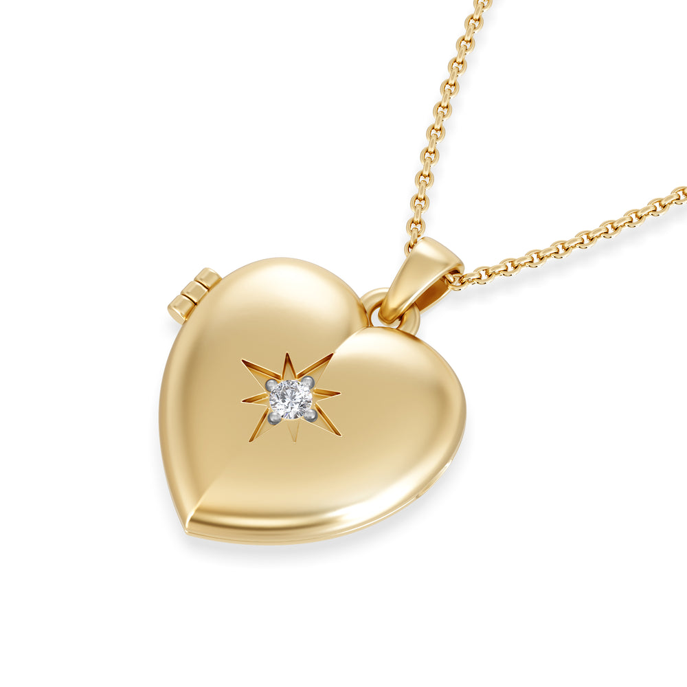 Keepsake 0.06ct Lab Diamond Round Heart Pendant Necklace in 18K Gold Vermeil