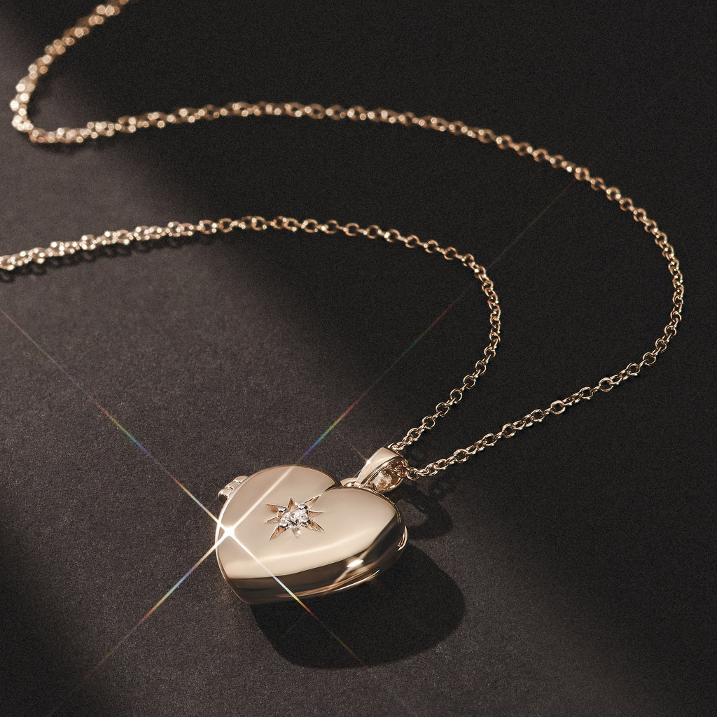 Keepsake 0.06ct Lab Diamond Round Heart Pendant Necklace in 18K Gold Vermeil